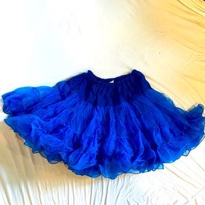 Long Blue Petticoat, nylon skirt, crinoline skirt costume